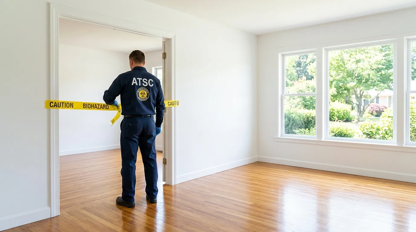 Certified biohazard cleanup crew performing Decomposition Cleanup in Gloucester